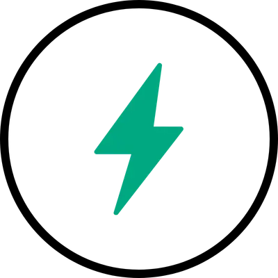 Green lightning bolt icon with a black circle